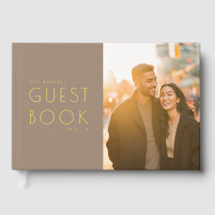 Romantic Beige Minimalist Photo Guest Book