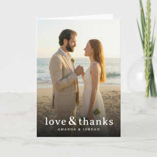 Romantic Beige Minimalist Photo Thank You Card