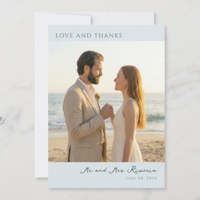 Romantic Beige Naturalistic Photo Thank You Card (Front)