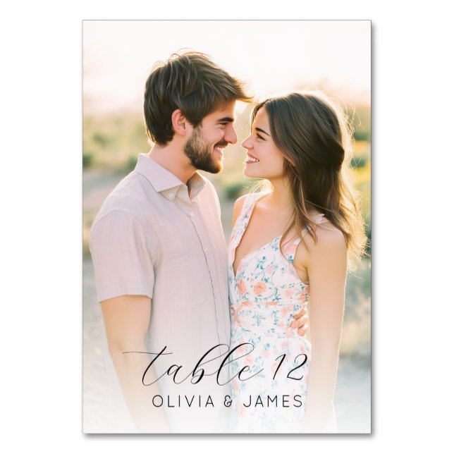 Romantic Beige Photo Table Number (Back)