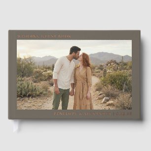 Romantic Beige Rustic Photo Guest Book