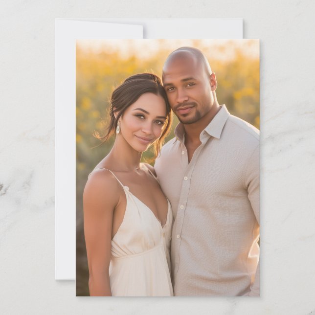 Romantic Beige Sunset Photo Invitation (Front)