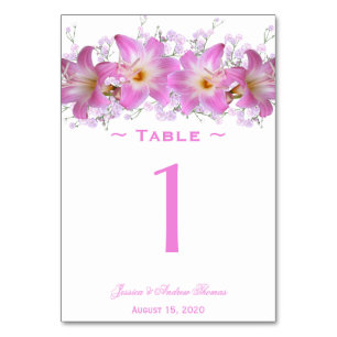 Romantic Belladonna Lilies Wedding Table Number
