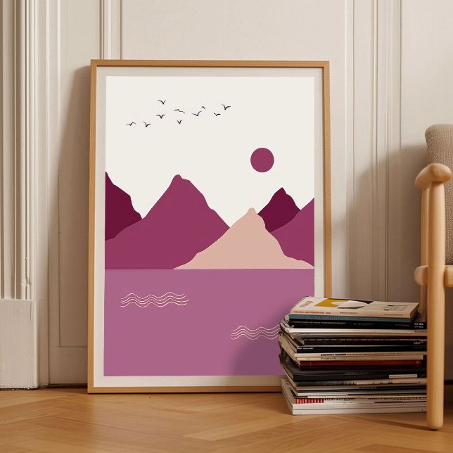 Romantic Berry Abstract Art Mountains Sunset Emoti Poster (Creator Uploaded)