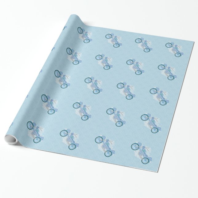 Romantic Biker Motorcycle Wedding Gift Wrap (Unrolled)