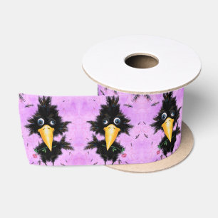 Romantic Bird with Flower Funny Ribbon Satin Ribbon