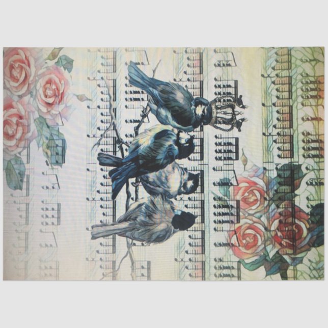 Romantic birds on a branch tissue paper (Front)