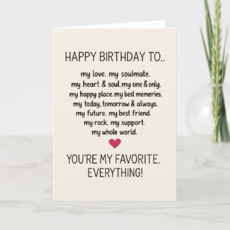 Romantic Birthday Card for Wife, Husband, Partner
