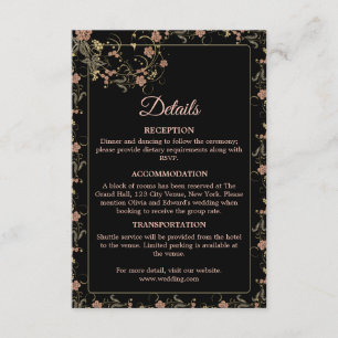 Romantic Black and Tea Pink Wedding Enclosure Card