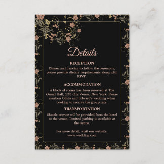 Romantic Black and Tea Pink Wedding Enclosure Card