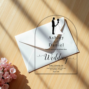 Romantic Black And White Classic Formal Wedding Acrylic Invitations