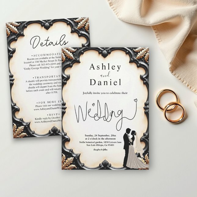 Romantic Black And White Classic Formal Wedding Invitation (Creator Uploaded)