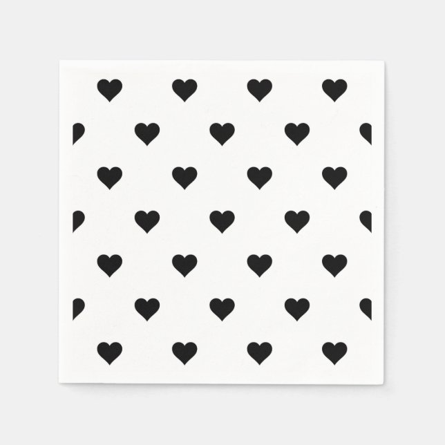 Romantic Black and White Heart Elegant for Couples Napkin (Front)