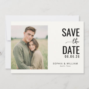 Romantic Black and White Photo Save The Date