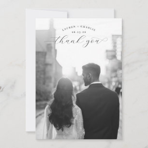 Romantic Black and White Photo Thank You Card