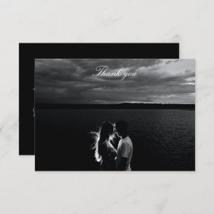 Romantic Black and White Photo Wedding Thank You Card