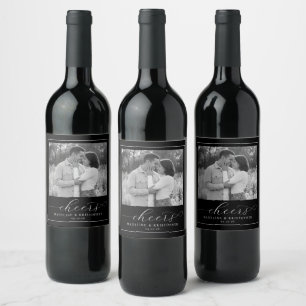 Romantic Black and White Photo Wine Label