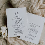 Romantic Black Calligraphy All In One Wedding Invitation<br><div class="desc">This romantic black calligraphy all in one wedding invitation is perfect for a simple wedding. The modern classic design features fancy swirls and whimsical flourishes with gorgeous elegant hand lettered typography. Save paper by including the details on the back of the wedding invitation instead of on a separate enclosure card....</div>