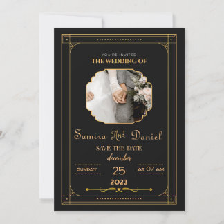 Romantic Black Calligraphy All Wedding invitation
