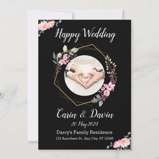 Romantic Black Calligraphy All Wedding invitation (Front)