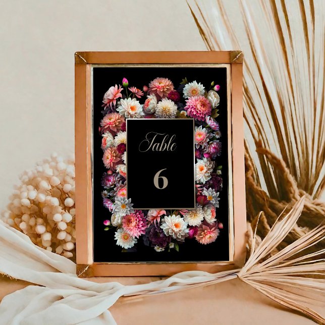 Romantic Black Floral Wedding Table Number (Creator Uploaded)