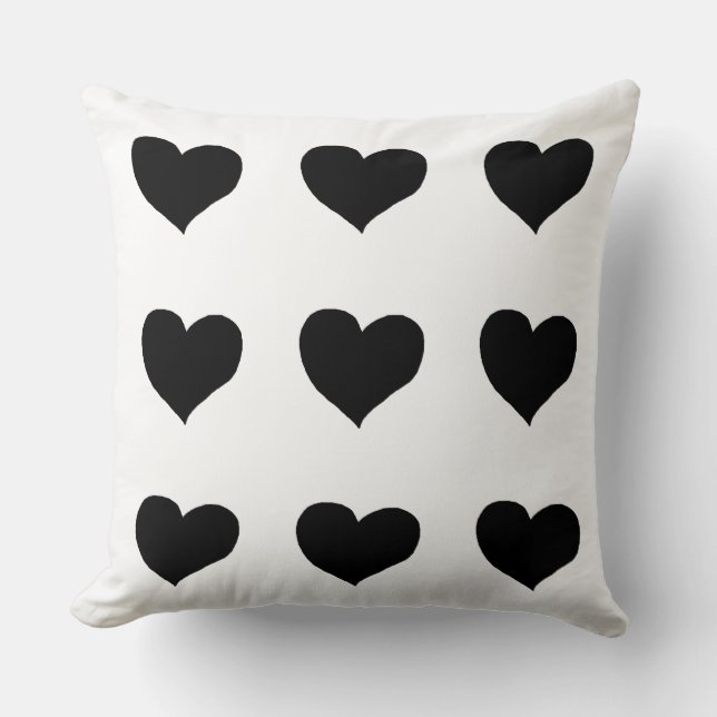 Romantic black hearts cushion (Front)