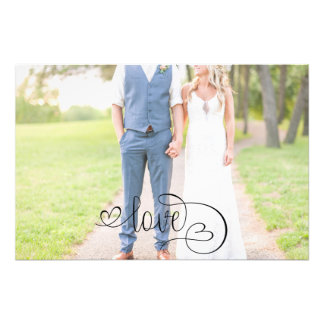 Romantic Black Love Script Elegant Wedding Photo Print