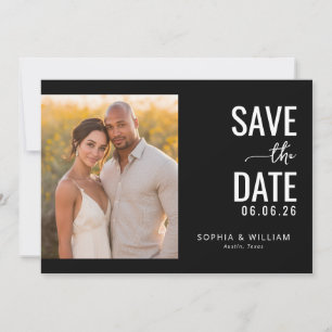 Romantic Black Photo Save The Date