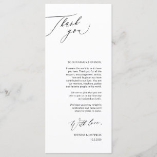 Romantic Black Script Place Setting Thank You Card