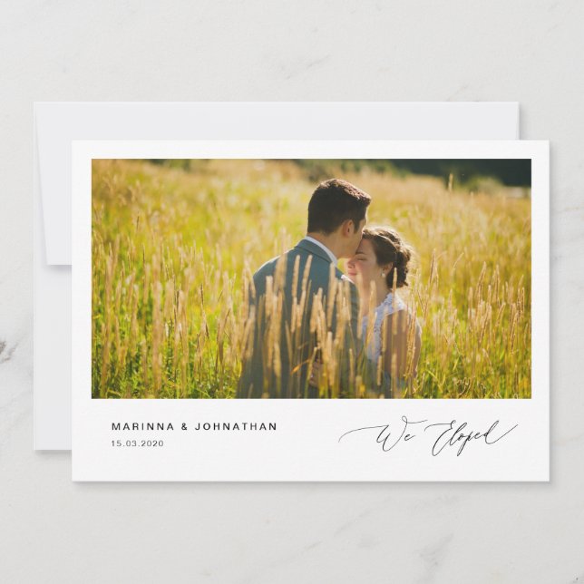 Romantic Black Script,, Wedding Elopement Invitation (Front)