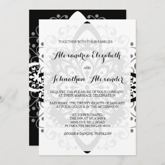 Romantic Black Tie Wedding Invitations