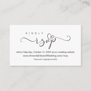Romantic, Black, Wedding Online RSVP, reminder Enclosure Card