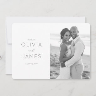 Romantic Black White Beach Embrace Thank You Card