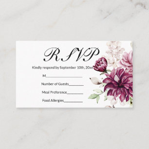 Romantic Bloom Floral Peony Pentacle RSVP Business Card