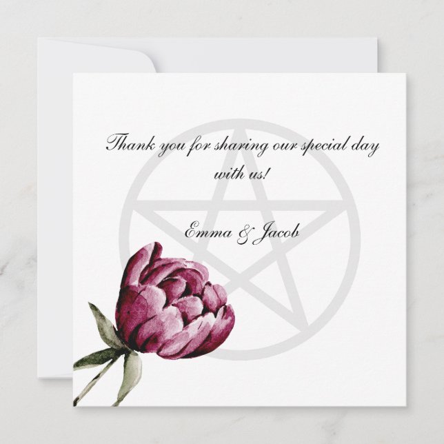 Romantic Bloom Floral Peony Pentacle Thank You Card (Front)