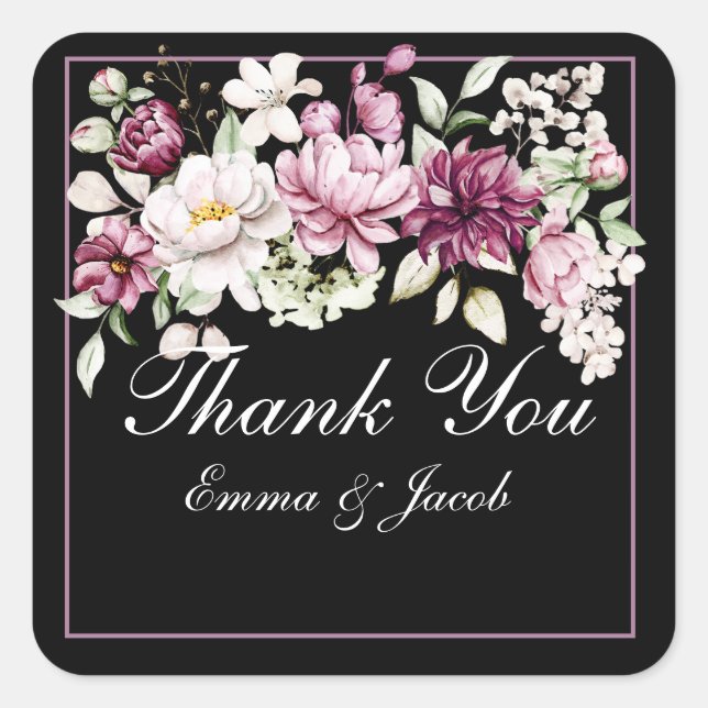 Romantic Bloom Floral Peony   Square Sticker (Front)