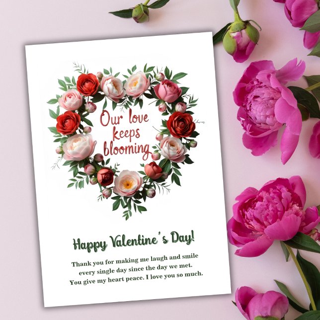 Romantic Blooming Floral Heart Valentine's Day Holiday Card (Romantic Blooming Floral Heart Valentine's Day Holiday Card)