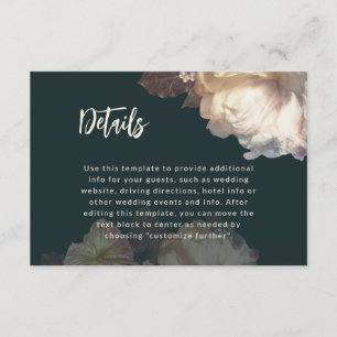 Romantic Blooms Elegant Floral Wedding Details Enclosure Card