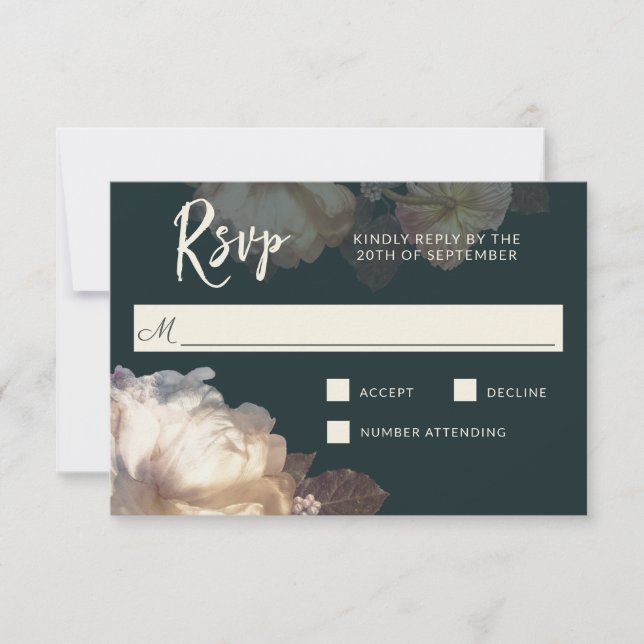 Romantic Blooms Elegant Floral Wedding RSVP (Front)