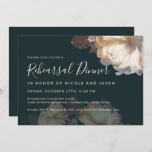 Romantic Blooms Elegant Rehearsal Dinner Invitation