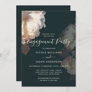 Romantic Blooms Floral Elegant Engagement Party Invitation