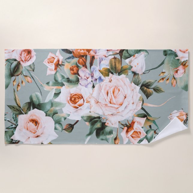Romantic Blossom Haven Beach Towel (Front)