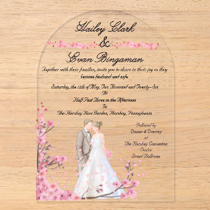 Romantic Blossoms Acrylic Arch Wedding Invitation