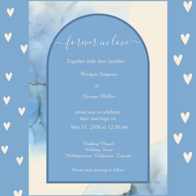 romantic blue abstract coastal wedding invitation (romantic blue abstract coastal wedding invitation by wedding Hobinishop)