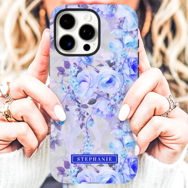 Romantic Blue and Lavender Floral Name Case-Mate iPhone Case (Creator Uploaded)