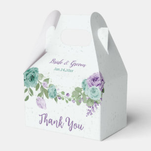 romantic blue and purple flowers greenery wedding favour box
