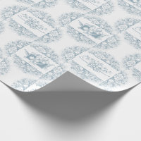 Romantic Blue and White Engraved Floral 
