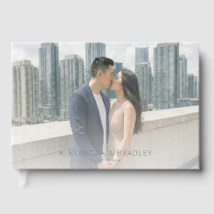 Romantic Blue Beige Contemporary Photo Guest Book