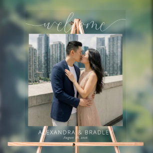 Romantic Blue Beige Photo Acrylic Sign