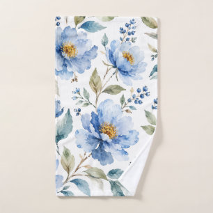 Romantic Blue Blossoms Bath Towel Set